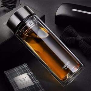 哈尔斯 双层防烫玻璃杯300ml 送杯刷 5色 