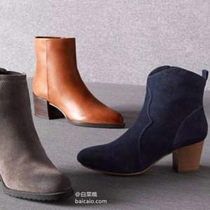 Sam Edelman 女士真皮复古方根短靴 $49.99 