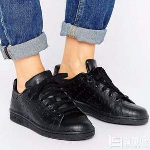 <span>白菜！</span>adidas Originals 阿迪達斯 Stan Smith 女士真皮壓花小黑鞋 3.7折￡26.6 湊單免費直郵