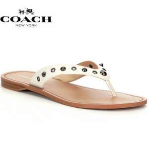 COACH 蔻驰 Cottage 女士真皮铆钉人字拖 多色 2.4折 $29.99