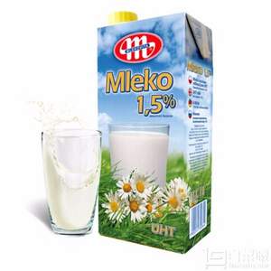 波兰进口，Mlekovita 妙可 低脂牛奶1L*12盒*3件+凑单品