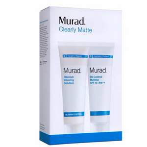 价值£59，Murad 慕勒 抗痘净肤两件套装（舒缓乳液50ml+控油精华露50ml）6折£30