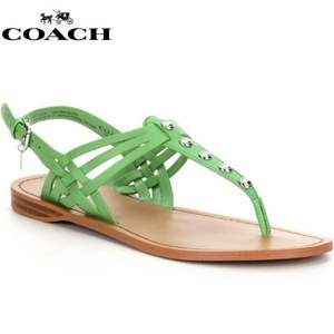 COACH 蔻驰 Caleigh 女士镂空真皮休闲凉鞋 3色 新低2.4折$34.99