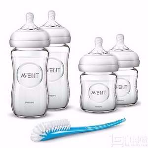 AVENT 新安怡 宽口径自然原生玻璃奶瓶套装（120ml奶瓶*2+240ml奶瓶*2+奶瓶刷）+凑单品