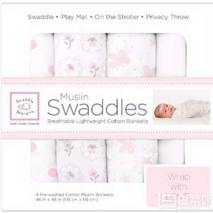 SwaddleDesigns Muslin细棉 婴儿包巾/抱毯 4条装 Prime会员凑单免费直邮