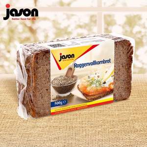 德国进口 Jason 捷森 低脂面包 500g*2包（黑麦味+燕麦味）