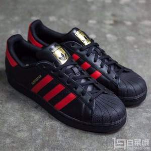 adidas Originals 阿迪达斯 Superstar 黑红金标 大童贝壳头休闲鞋 $28