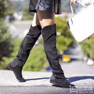 Stuart Weitzman CORLEY 女士翻毛皮低跟长筒过膝靴