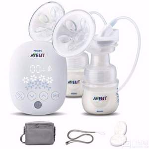 1日0點，AVENT 新安怡 自然系列 雙邊電動吸乳器禮包 SCF303/01 送納米加濕器+30片裝乳墊*2