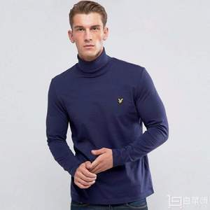限S碼，Lyle & Scott 蘇格蘭金鷹 Roll 男士純棉高領T恤 Prime會員湊單免費直郵