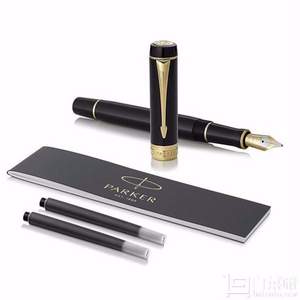 Parker 派克 Duofold International 世紀(jì)名望純黑金夾鋼筆（小豆腐）M尖 Prime會(huì)員免費(fèi)直郵含稅