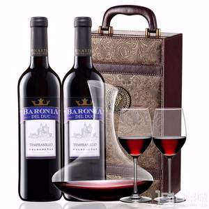 西班牙原瓶进口，Boereaeux 波尔亚 法定产区DO级 巴罗亚男爵干红葡萄酒750ml*2支礼袋装