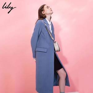 双十一预告，Lily 2017冬款 女士西装领长款羊毛大衣
