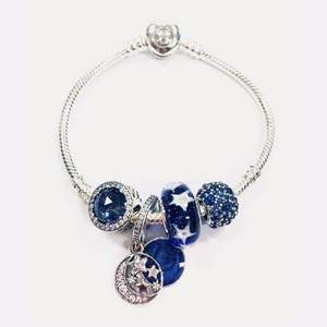 Pandora 潘多拉 神秘蓝色925银串珠手链 4个串珠+手链