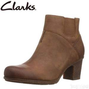 限US5.5码，Clarks 其乐 Sashlin Vita女士真皮高跟及踝短靴 Prime会员免费直邮含税