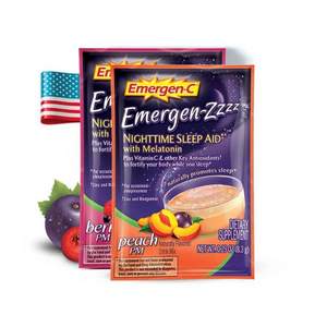 美国进口，Emergen-C 褪黑素安眠维生素C泡腾粉7.8g×24包