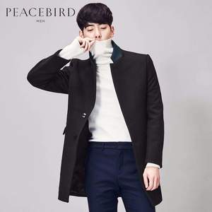 淘宝网：PEACEBIRD 太平鸟 男士立领中长款修身羊毛大衣 BWAA64405