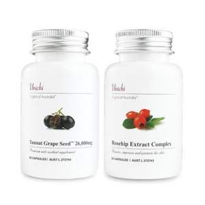 Unichi 黑葡萄籽+玫瑰果精華膠囊 60粒*2瓶