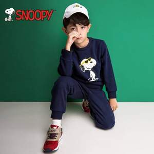 淘宝网：snoopy 史努比 男/女童卡通加绒卫衣套装 3色