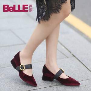 优购网：Belle 百丽 女士丝绒复古玛丽珍单鞋BSQ02CQ7 2色