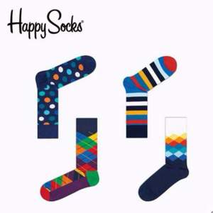 亚马逊海外购：袜子界时尚担当，Happy Socks 男士中筒袜礼盒 4双装 prime会员凑单免费直邮