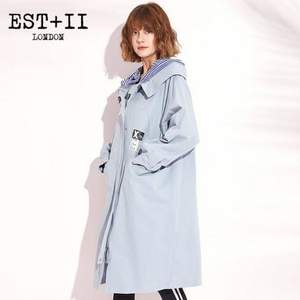 2018春季新款，EST＋I(xiàn)I 藝詩 女士中長(zhǎng)款純棉連帽寬松風(fēng)衣 兩色