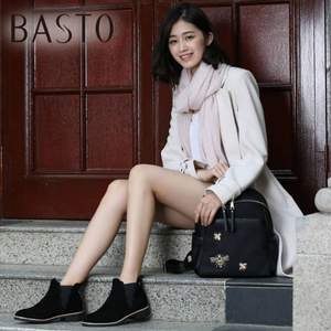 专柜同款，BASTO 百思图 女士羊绒皮切尔西靴THW50DD7 3色