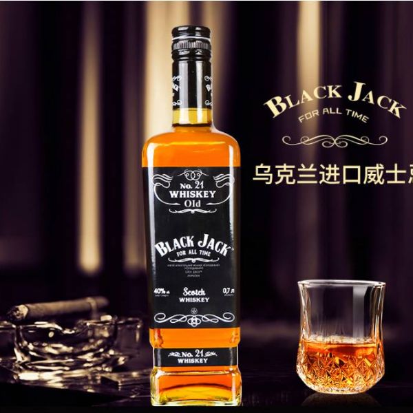 乌克兰进口,black jack 黑杰克 威士忌700ml 送洋酒杯