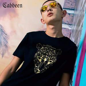 Cabbeen 卡宾 男士纯棉豹头短袖T恤 两色