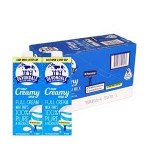 澳洲进口 Devondale德运 全脂纯牛奶 1L*10盒*3箱 194.59元含税包邮