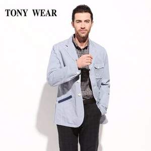 Tommy Hilfiger制造商，TONY WEAR 汤尼威尔 男士亚麻棉休闲西服外套