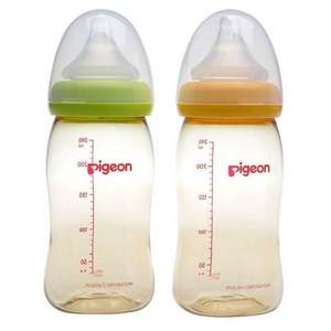 PIGEON 贝亲 自然实感 宽口径PPSU奶瓶配硅胶M奶嘴 绿色 240ml*3个