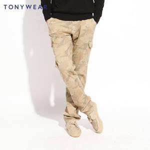Tommy Hilfiger制造商，TONY WEAR 汤尼威尔 男士全棉斜纹迷彩印花休闲裤 两色