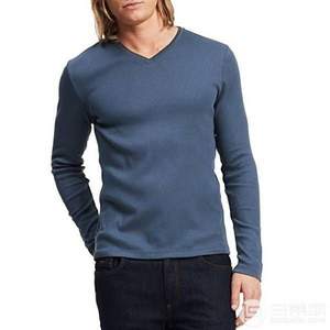 Calvin Klein 男士纯棉V领长袖T恤 $14.99