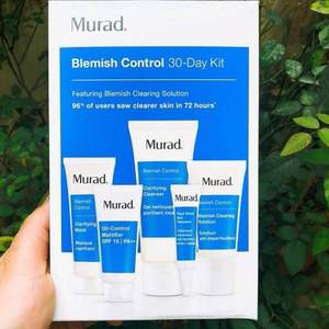 痘肌福音，Murad 慕勒 30天抗痘五件套装（洁面乳45ml+调理露7.5ml+乳液23ml+面膜30g+防晒乳18ml）£26.25（需用码）