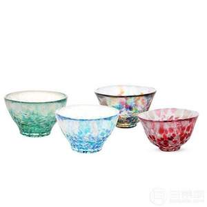 日本进口，Aderia 石塚硝子 津轻系列 玻璃手工制品小四季杯4件套