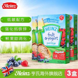 英国原装进口，Heinz 亨氏 乳酪水果米糊 125g*3盒