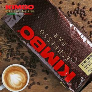意大利进口，KIMBO 黄标拼配咖啡豆 1Kg 可磨粉 送咖啡杯 