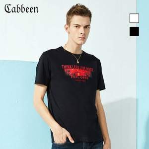 2018夏季新款，商场同款 Cabbeen 卡宾 男士纯棉字母印花短袖T恤 两色
