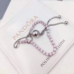 PANDORA 潘多拉 925银 闪耀粉色手链绳 590524PCZ 23/25cm