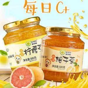 东大韩金 蜂蜜柚子茶500g+蜂蜜柠檬茶500g 