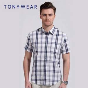 Tommy Hilfiger制造商，TONY WEAR 汤尼威尔 男士全棉格子衬衫 2色