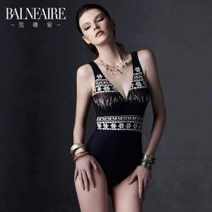 法国时尚泳装品牌，Balneaire 范德安 女士印花三角连体泳衣