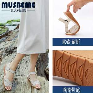 四十年专业妈妈鞋品牌，MUSBEME 玛思贝蜜 平底真皮软底凉鞋 3色