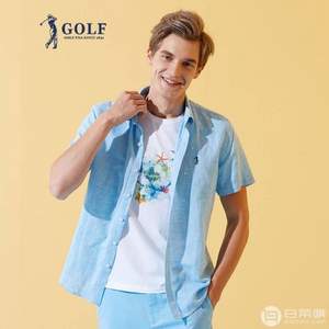 专柜同款，GOLF 高尔夫 男士亚麻短袖衬衫 3色
