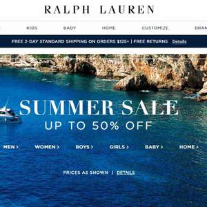Ralph Lauren美国官网，精选男女儿童服饰箱包 低至5折起+额外7折
