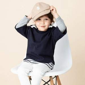 日本超高人气童装品牌，petit main 儿童棒球风拼接假两件长袖T恤 A类纯棉面料 三色