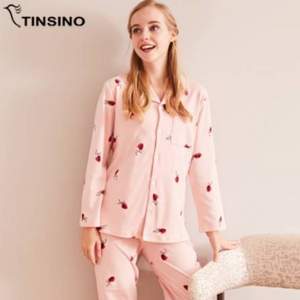 <span>降￥40，白菜！</span>Tinsino 纖絲鳥 女式長袖春秋季薄款純棉家居服套裝 3色