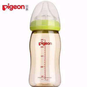 PIGEON 贝亲 自然实感 宽口径PPSU奶瓶配硅胶M奶嘴 绿色 240ml*4个