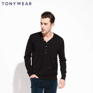TONY WEAR 汤尼威尔 男士纯棉半门襟V领套衫针织衫 3色
